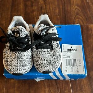 Adidas size 4 kids/toddler white black gray
